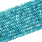76pcs 5x8mm Natural Stone Blue Jade Rondelle Spacer Loose Beads Abacus Disk Stone Round Loose Gemstone Beads for Jewelry Making DIY Bracelet Necklace - color: Blue Jade Stone