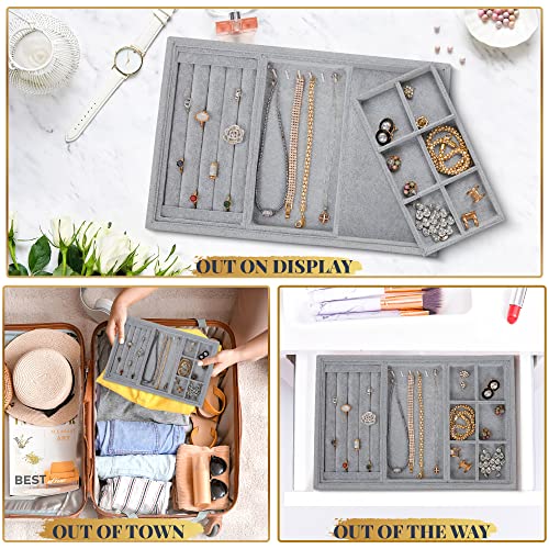 Houseables Jewelry Drawer Organizer, Jewelry Organizer For Drawer, Velvet Tray, Box Divider Inserts, Box Inserts, Flat Stackable Trays, Earring, Ring, Necklace, Bracelet, Display, Vanity Dresser, Safe
