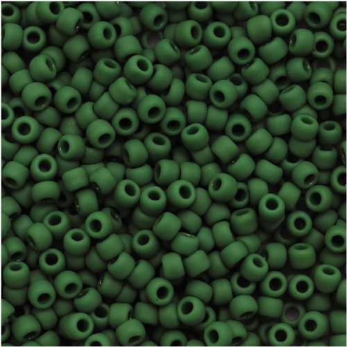 Toho Round Seed Beads 11/0#47HF 'Opaque Frosted Pine Green' 8 Gram Tube