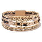 FANCY SHINY Mothers Day Gifts Boho Leather Wrap Bracelet Stackable Infinity Chunky Cuff Bracelets Western Hippie Outfits Jewelry Valentine Gifts for Women - color: Leopard