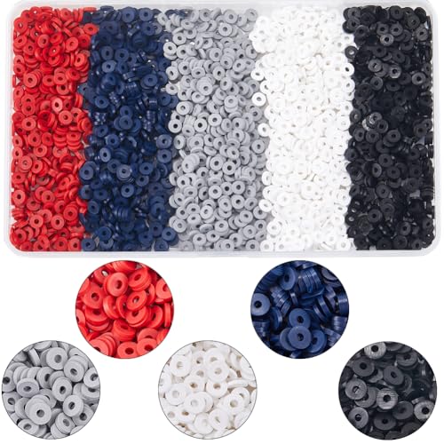 SUNNYCLUE 1 Box About 2900Pcs Black and White Clay Beads Heishi Beads Bulk 6mm Red Gray Multicolor Flat Round Polymer Spacers for Jewelry Making Bracelet Earrings Handmade Crafts Wedding Women - style: Style 5