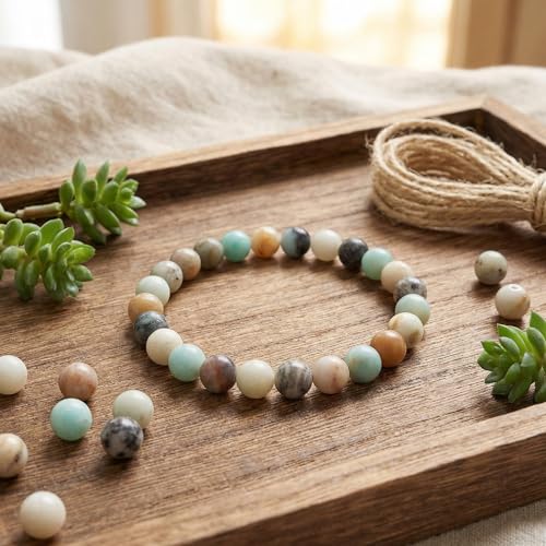 Yochus 45pcs Polish Amazonite Beads，8mm Healing Power Natural Stone Round Loose Gemstone Beads for Jewelry Making Earring Necklace DIY Crafts - color: Amazonite stone, size: 8mm 45beads