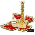 Matashi Red Enamel and Gold Plated Butterfly Jewelry Stand Organizer Ring Holder with Crystals – Gift for Mom on Christmas, Mother’s Day, Birthday, Anniversary, & Valentine’s Day - color: Red
