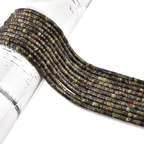 300pcs Natural Dragon Blood Heishi Spacer Beads 2x4mm Genuine Real Disc Stone Beading DIY Charm Smooth Loose Gemstone Beads for Jewelry Making Bracelets Necklaces Earrings Crafts - color: Dragon Blood