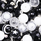 106 Pcs 20mm Beads for Pens Making with Rondelle Spacer Beads Black White Acrylic Focal Bubblegum Bead Crystal Round Sparkly Chunky Bead for Pens Beadable Keychain DIY Craft Jewelry Making Supplies - color: Black White