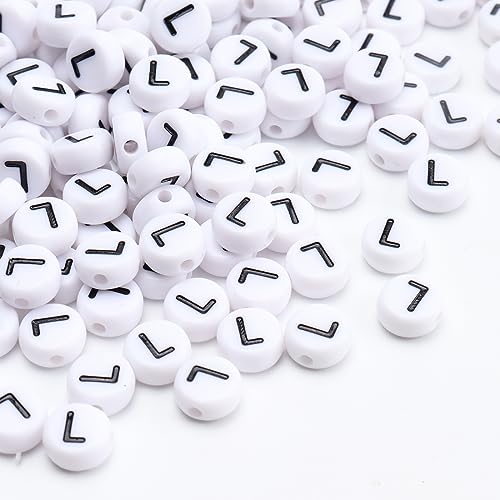 100Pcs Letter Beads 4x7mm White Round Acrylic Alphabet Beads Letter L Beads for Jewelry Making DIY Bracelets Necklaces Key Chains - color: L 100Pcs