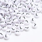 100Pcs Letter Beads 4x7mm White Round Acrylic Alphabet Beads Letter L Beads for Jewelry Making DIY Bracelets Necklaces Key Chains - color: L 100Pcs