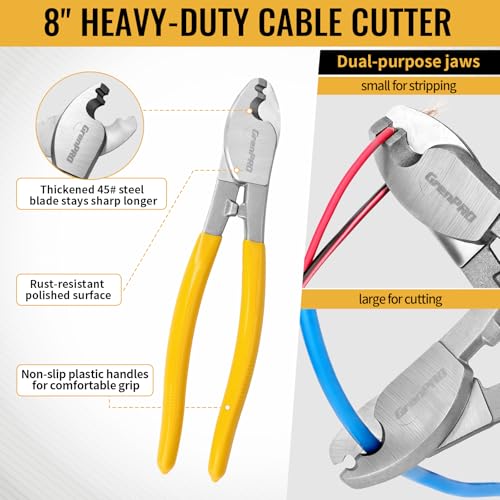 GRENPRO 3-Piece Bolt Cutter Pliers Set, 14" Heavy Duty Bolt Cutter, 8" Mini Wire Cutter, 8" Cable Cutter with Carrying Bag, Cr-V Blade for Metal, Key, Lock, Craft & Hard Wire, Screw, Chains Hand tool - style: 3-Piece Bolt Cutter Set