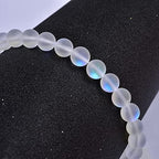 48PCS 8mm Natural Mystic Aura Quartz Gemstone Frosted Matte Titanium Opalite White Rainbow Round Loose Beads 15 inch Full Strand - color: White Mystic Aura, size: 8mm