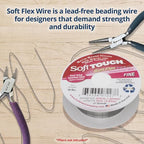 Soft Flex 21 Strand Stringing Wire - Flexible Braided - Fine 0.14 Diameter - Jewelry Making Bead Wire - Satin Silver - style: 10 Feet