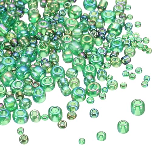 MECCANIXITY 15/0 11/0 8/0 6/0 Glass Seed Beads 1.5mm/2mm/3mm/4mm Loose Seed Beads for Jewelry Earring Bracelet Craft Making, 5888PCS, Dark Green - color: Dark Green