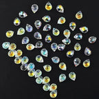 100PCS Crystal Glass Beads 8x10mm, Laser Iridescent Faceted Teardrop Shape Jewelry Beads Bulk for DIY Craft Necklace Bracelet Earring Making - color: AB Colors