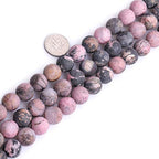 12mm Natural Stone Black Rhodonite Frosted Matte Unpolished Round Beads for Jewelry Making Strand 15 inch - color: Black Rhodonite, size: 12mm