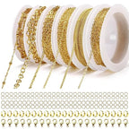 6 Rolls Necklace Chains for Jewelry Making 46 Feet Chain Jewelry Chain with Jump Rings Lobster Clasps Pinch Clasps for Jewelry Craft DIY Making Supplies (Gold) - color: 6 Rolls Gold