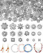 FIVEIZERO 240Pcs Silver Flower Bead Caps for Jewelry Making, 18 Styles Filigree Spacer Caps, Multi-Petal Design, 6mm–16mm for Earrings, Bracelets & Necklaces - color: Silver