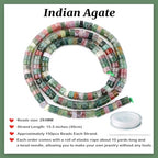 Natural Indian Agate Heishi Spacer Beads Loose Semi Precious Flat Round Gemstone Disc Shape Stone for Beading Jewelry Making 4x2mm 15.5" - color: Indian Agate