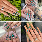qiipii Emerald Green Nail Rhinestones Multi Shapes Flatback Green Crystals Gems Round Beads K9 Glass Stones Diamonds jewels Nail Art Supplies Nail Charms for Nails Faces Eyes Makeup Crafts DIY - color: Emerald Green, size: B Set