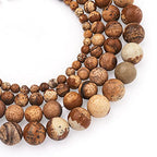 Craftdady 4 Strands Natural Picture Jasper Beads 4mm-8mm Polished Round Healing Energy Gemstone Loose Beads for DIY Bracelets Necklaces Earrings Jewelry Crafts, Total About 230pcs - color: Brown Picture Jasper