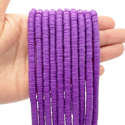 10 Strands Purple Clay Bead, Heishi Beads for Bracelet Stack, 3800 Pcs, 6mm Round, Adults' Friendship Bracelets Kit - color: Purple