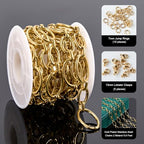 UMAOKANG 2 Meters Stainless Steel Oval Chain on Spool Gold Plated Chains for Jewelry Making Men and Women Chain Necklace DIY - color: Oval Gold