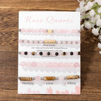 5Pcs Crystal Bracelet for Women Spiritual Natural Stone Bracelet Set Stackable Beaded Bracelets Healing Crystal Bracelet Gemstone Bead Bracelet Beaded Stretch Bracelets for Women - style: Rose Quartz