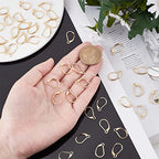 Beebeecraft 1 Box 50Pcs Leverback Earring Findings 24K Gold Plated Stainless Steel Interchangeable French Earring Hooks 16X10mm Dangle Ear Wire Clip for Jewelry Making - color: 16x10mm Gold Leverback Earring