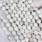 MJDCB Best Sellers Natural Stone Beads Faceted Polygon White Howlite Crystal Energy Stone Healing Power for Jewelry Making(8mm) - color: White Howlite