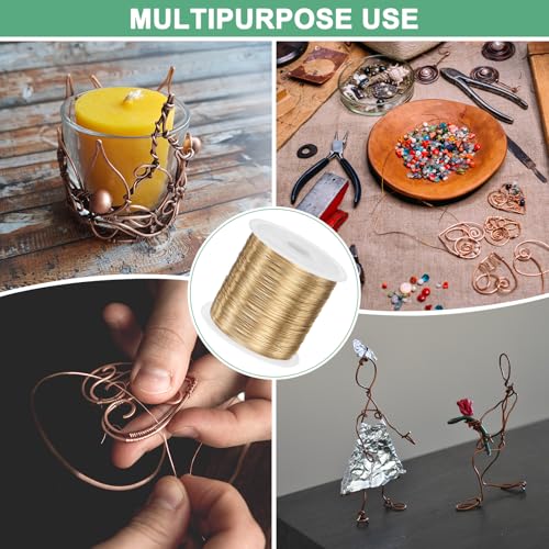 M METERXITY 2Roll 0.3mm Jewelry Wire, 28 Gauge 328FT Craft Wire Copper Beading Wire for Jewelry Making/Planting/Weaving/DIY Crafting, Soft Metal Wires [100M, Light Gold] - color: Light Gold, size: 28 Gauge 328FT