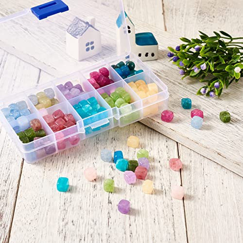 Craftdady 200pcs Natural Stone Beads 7-8mm Smooth Cube Gemstone Loose Beads Mixed Square Healing Crystal Spacer Beads for Bracelets Necklaces Jewelry Making Hole: 0.9mm - color: Mixed Color, Cube