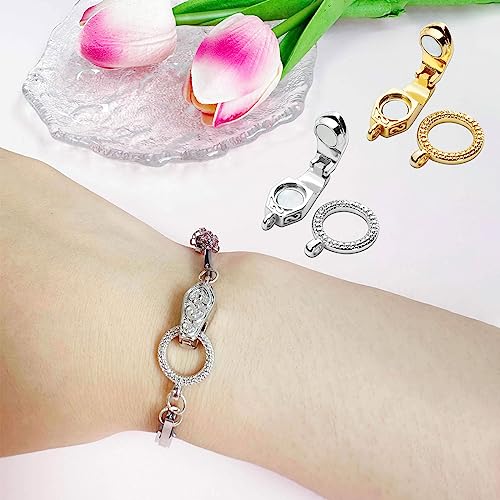 OHINGLT Fold Over Magnetic Necklace Clasps and Closures 18K Gold and Silver Plated Brass with Loop Magnet Converter for DIY Bracelet Jewelry Making - color: 2Pcs (Gold & Silver)