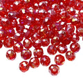 Jmassyang 8mm Briolette Rondelle Faceted AB Crystal Glass Beads for Jewelry Making Bracelets Necklaces Earrings (Red AB, 250pcs) - color: Red AB, size: 6x8mm