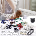 Elastic Cord for Bracelets, 2 Rolls 1 mm 330 Feet Sturdy Bracelet String, Stretchy Elastic String for Jewelry Making, Necklaces, Beading - size: Black+White