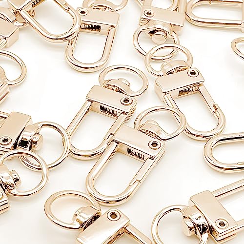 20 Pack Gold Metal Lobster Claw Clasps, 360° Swivel Lanyard Snap Hooks Lobster Clasp for Keychains, Key Chain Hooks for Jewelry Making Purse Bags DIY Crafts Pet Collar - color: Gold