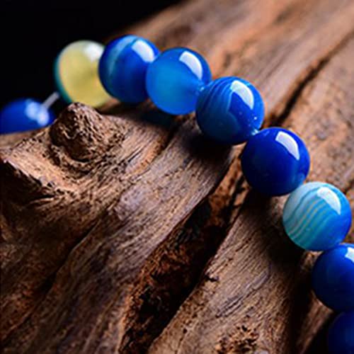 92Pcs Natural Crystal Beads Stone 4mm Blue Stripe Onyx Agates Gemstone Round Loose Energy Healing Beads for Bracelet Necklace Earrings Jewelry Making - color: Blue, size: 4MM