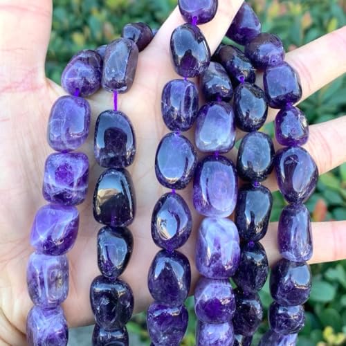 Adabele 45 Inch Natural Purple Amethyst Crystal Gemstone Tumbled Round Nugget Loose Beads 10mm-13mm Gem Stone Spacer for Craft Jewelry Making GZ4-9 - color: Amethyst, size: 45 Inch/3 Strands
