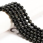 65Pcs Black Obsidian 6mm Beads Natural Stone Round Gemstone Genuine Real Stone for DIY Bracelet Jewelry String Making - color: Black Obsidian, size: 6mm