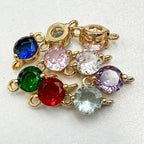 Zirconia Connector Charms Crystal Gold Plated Brass Links for Jewelry Making Bracelet Necklace Earring Pendant Craft Supplies DIY Accessories - color: Round (Mini)-Mix-21Pcs