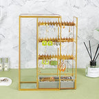 Glass Earring Holder Organizer, Jewelry Organizer Earrings Holder with Hanging Hook, Glass Earring Display Box for Necklace Ring Storage - style: Earring Organizer