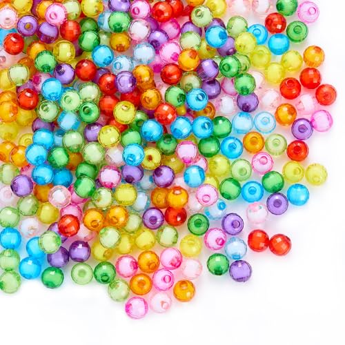 Ornaland 280 Pcs Acrylic Crystal Beads for Jewelry Making Bulk Transparent Round Facets 10mm Colorful Crystal Beads for Bracelets Earrings Necklaces DIY Crafts - size: 10mm