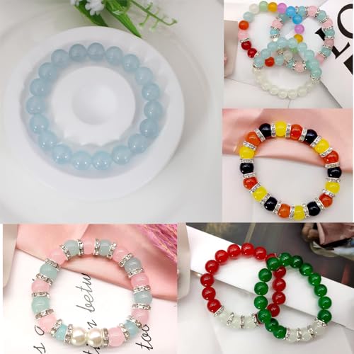 626PCS 10mm Glass Beads Jewelry Making Beads Imitative Jade Beads Bracelet Round Space Loose Beads for Earring, Necklaces-Adult Craft Supplies - size: 10mm Mixed Set