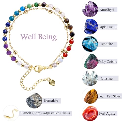 Farfume Crystal Bracelet Beaded Bracelets 4mm Natural Stone Beads Gemstone Handmade Jewelry Valentine's Day Gifts - color: Chakra-Well Being