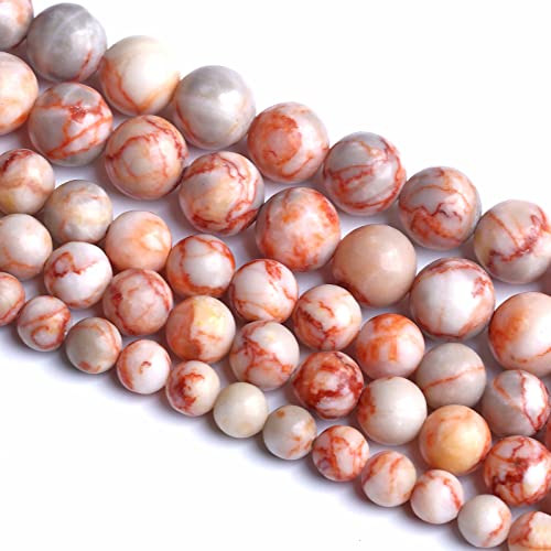 12MM 32PCS Natural Stone Red Network Jasper Loose Beads for Jewelry Making DIY Bracelet - color: Red Network, size: 12mm