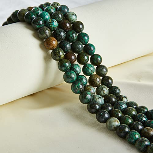35pcs 10mm African Turquoise Beads Natural Gemstone Beads Round Loose Beads for Jewelry Making - color: African Turquoise, size: 10mm