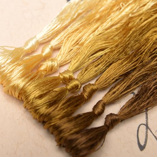 100% Nature Mulberry Handmade Embroidery Silk Thread Woven Jewelry Accessory Artificial Flowers Cross Stitch Floss DIY Sewing Kits 8 Gradient Colors 110m Each (21) - color: 21