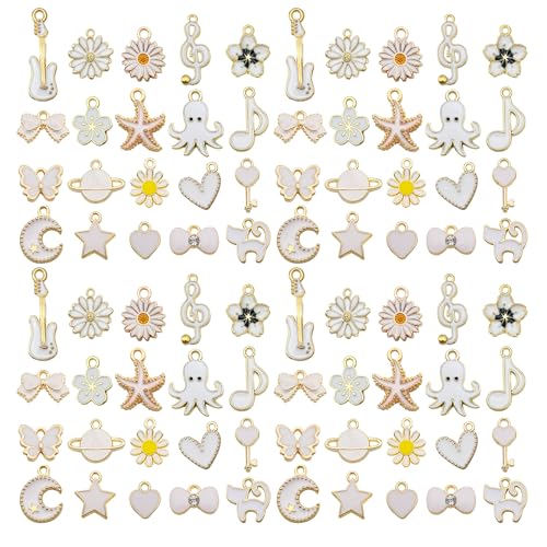 WOCRAFT 40pcs 20 pairs Assorted Enamel Bracelet Charms for Jewelry Making DIY Necklace Bracelet Earrings Keychain Crafting Charms Kit Crafts (White-SN997) - color: White