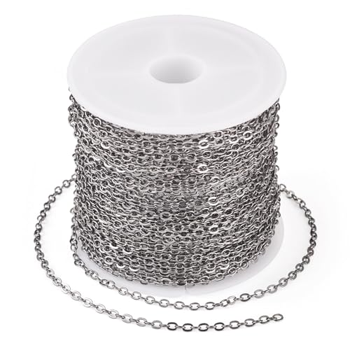 Beadthoven 32.8Ft Brass Flat Cable Chain for Jewelry Making 2mm Black Flat Cross DIY Necklace Chain Bracelet Jewelry Finding Chains Extender Chains Bulk for Jewelry Making Supplies - color: Black, size: 2mm