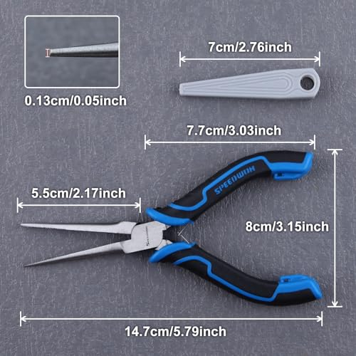 SPEEDWOX Mini Needle Nose Pliers Serrated Jaw with Protective Cover Needle Nose Pliers For Jewelry Making Mini Precision Wire Looping Fine Plier For Jewelry Making Wire Bending Small Object Gripping - style: Needle Nose Pliers Serrated Jaw with Cover