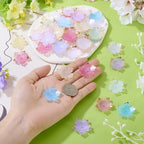 Beadthoven 120Pcs Flower Acrylic Bead Caps Colorful Cherry Blossom Flower Beads with Golden Metal Enlaced 5-Petal Flower Loose Spacers Bead for Earrings Bracelet Necklace DIY Crafts Supplies - color: Cherry Blossom-Colorful