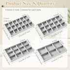 Junkin 12 Pcs Jewelry Tray Velvet Stackable Jewelry Organizer Trays Divided Earring Accessories Storage Containers Box (Rose Red) - color: Gray