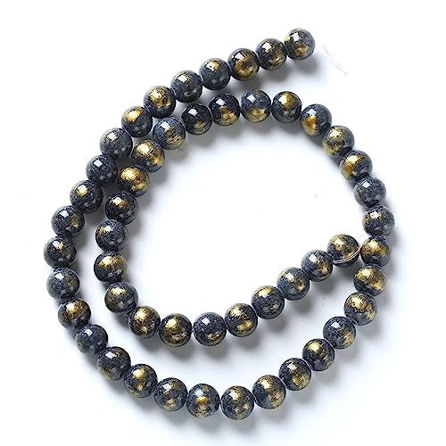 45pcs 8mm Natural Blue Black Lapis Lazuli Jade Beads for Jewelry Making Round Loose Beads DIY Bracelets Necklaces Energy Healing Stone Beads 15"(8mm, Blue Black Lapis Lazuli Jade) - color: Blue Black Lapis Lazuli Jade, size: 8mm